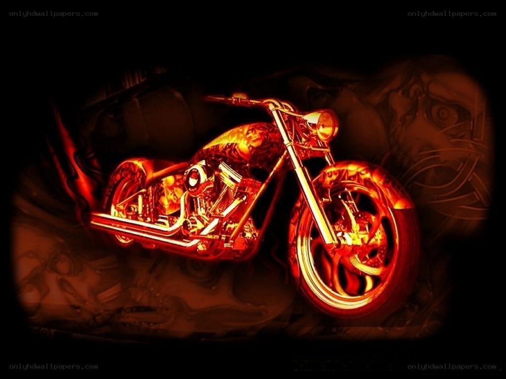 glowing red motorcycle art