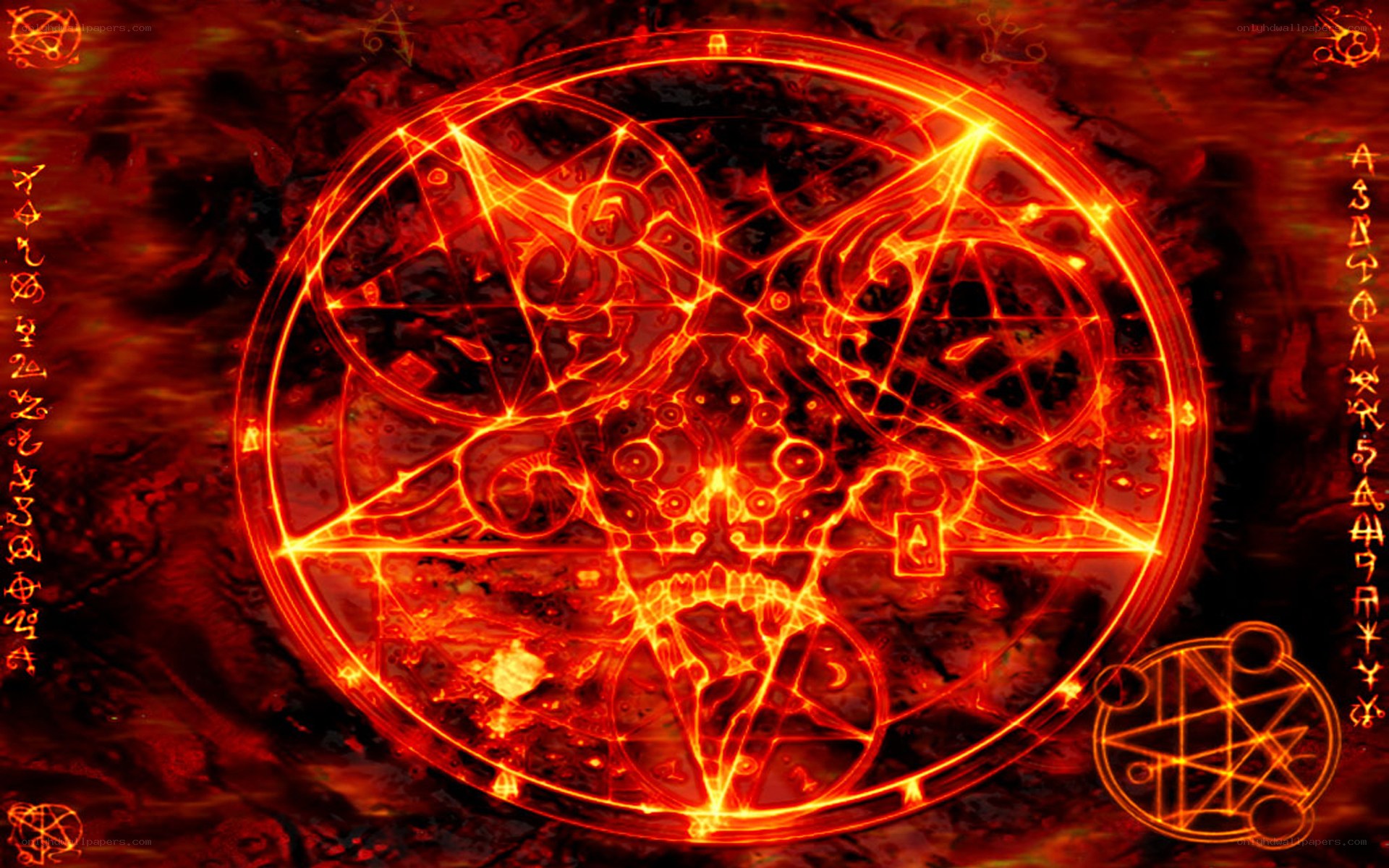 glowing red occult symbol