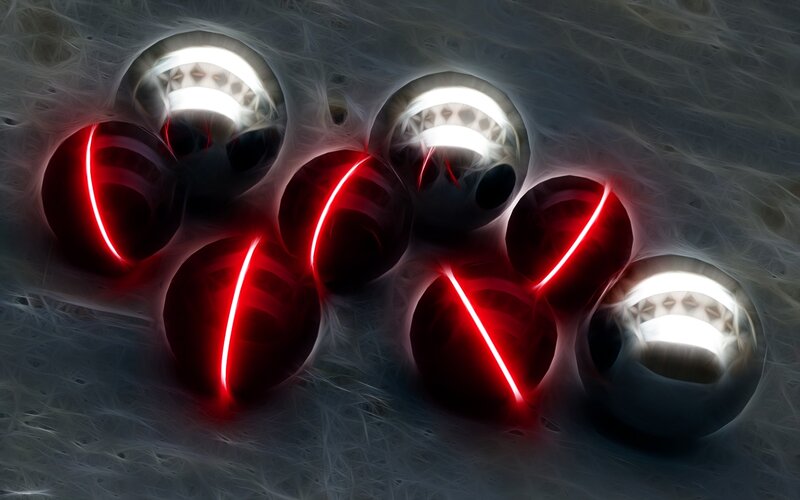 glowing red orbs on dark surface