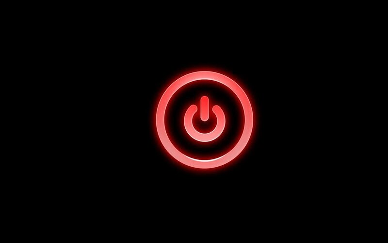 glowing red power button
