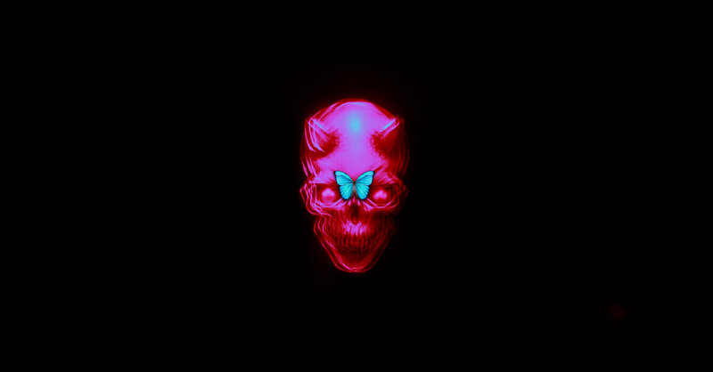 Glowing Red Skull — Dramatic, Night