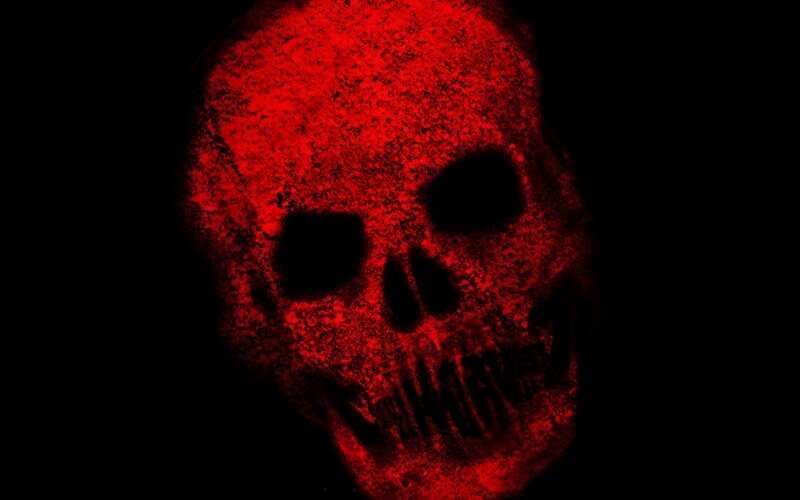 glowing red skull