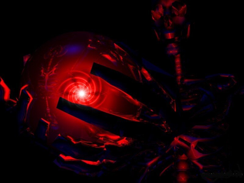 Glowing Red Sphere — Dark