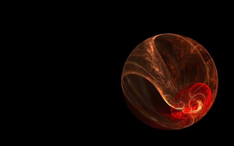Glowing Red Sphere — Dramatic, Digital Art, Smoke