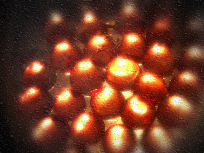 glowing red spheres