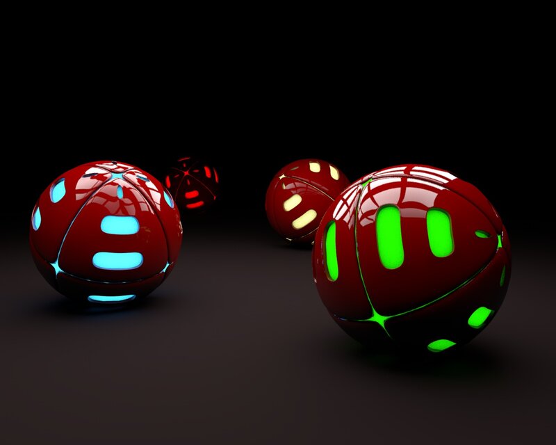 Glowing Red Spheres — Dramatic