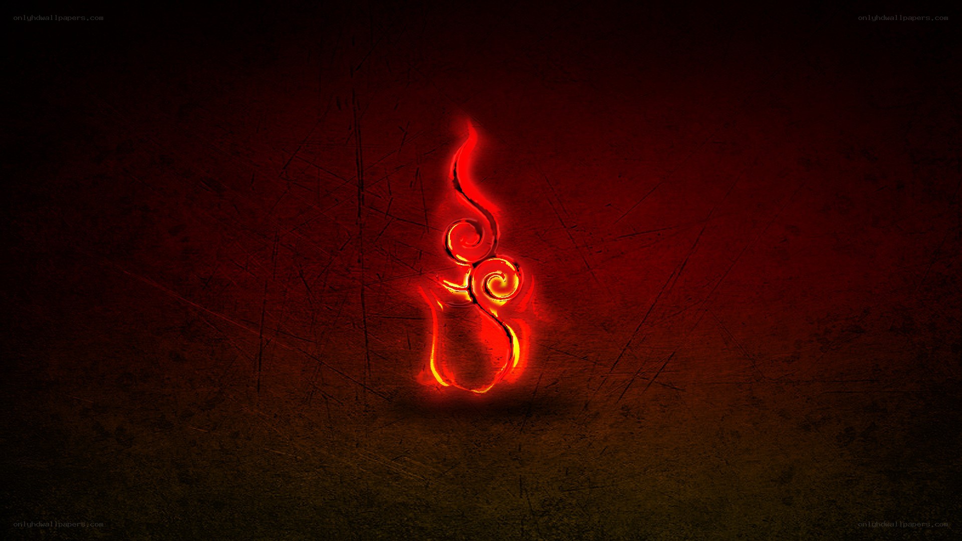 glowing red symbol on dark background