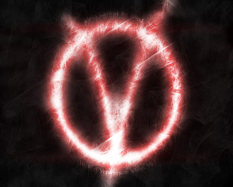 glowing red symbol with text