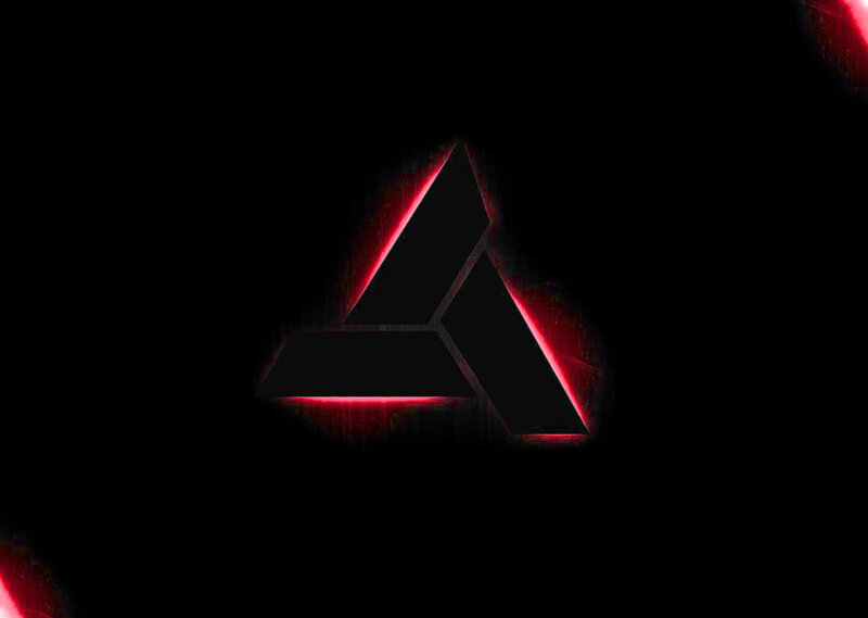 glowing red triangle logo