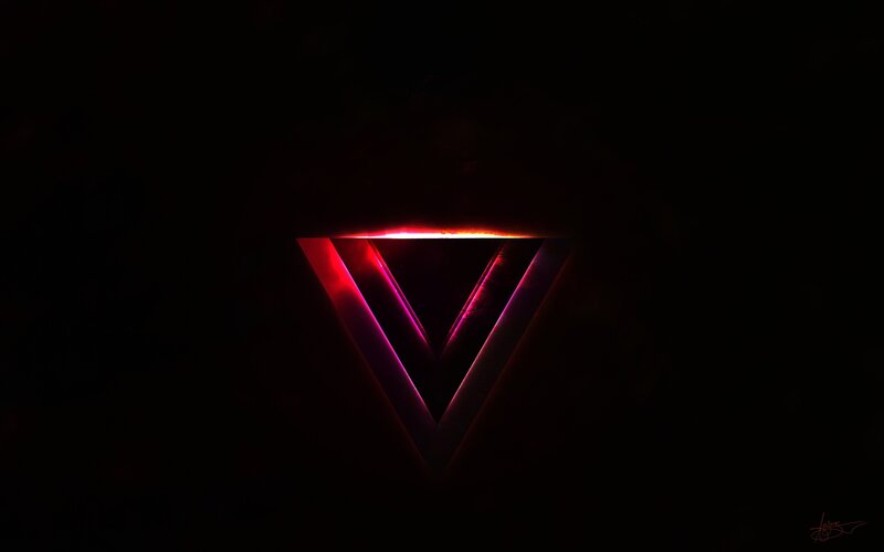 glowing red triangle symbol
