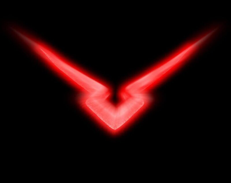glowing red v shape