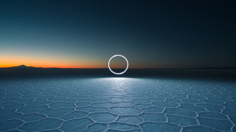 Glowing Ring over Salt Flat