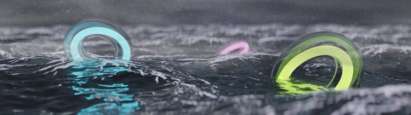 Glowing Rings in Water