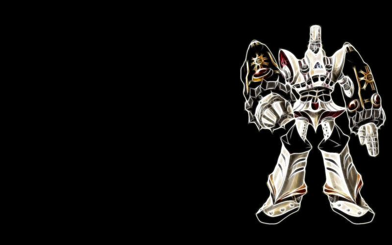 glowing robot warrior