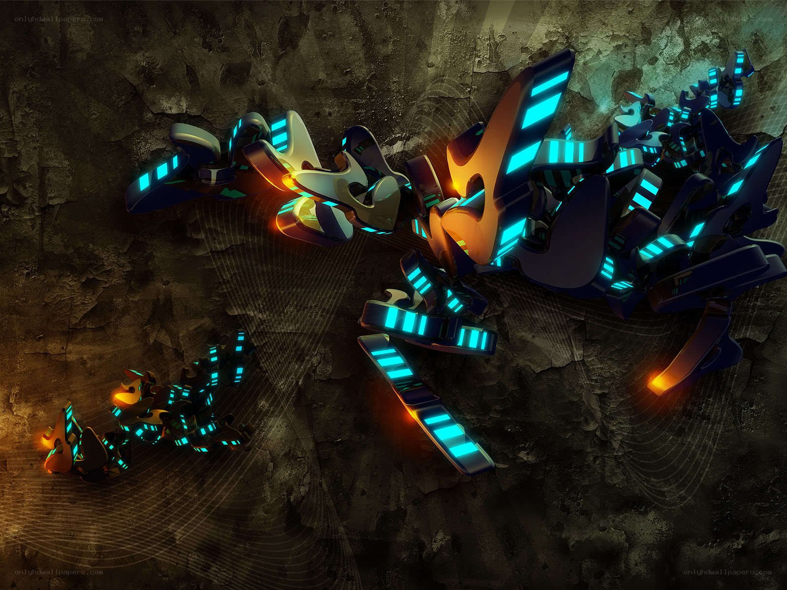 glowing robotic creatures