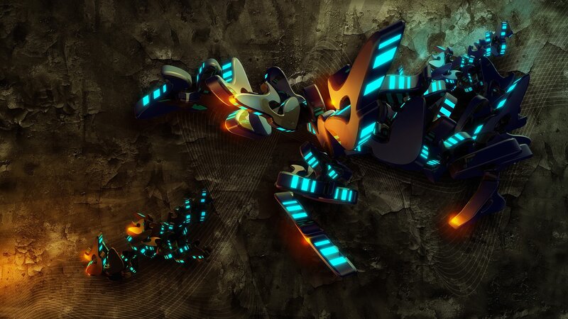 Glowing Robotic Creatures — Blue, Dramatic, Digital Art