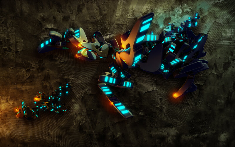 Glowing Robotic Creatures — Blue, Dramatic, Night