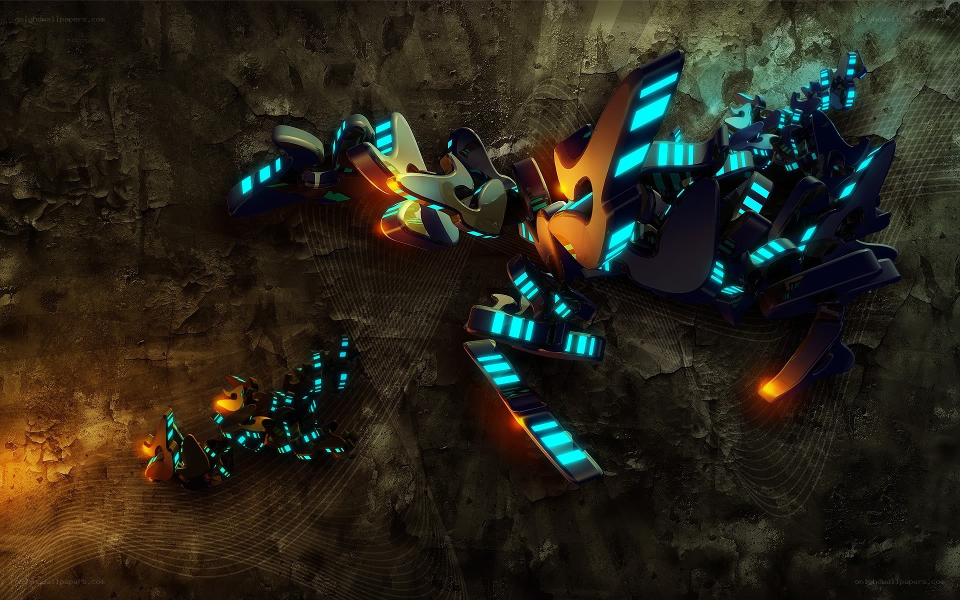glowing robotic creatures