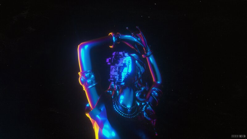 Glowing Robotic Figure — Blue