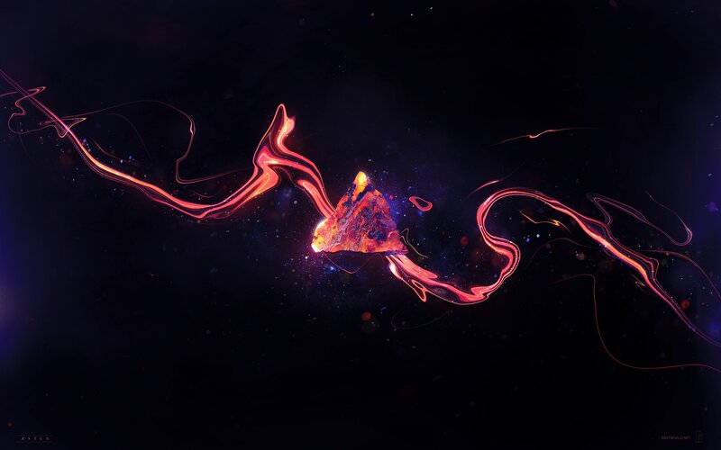 Glowing Rock in Space — Black, Dramatic