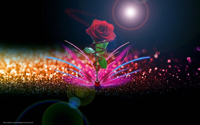 glowing rose with sparkles