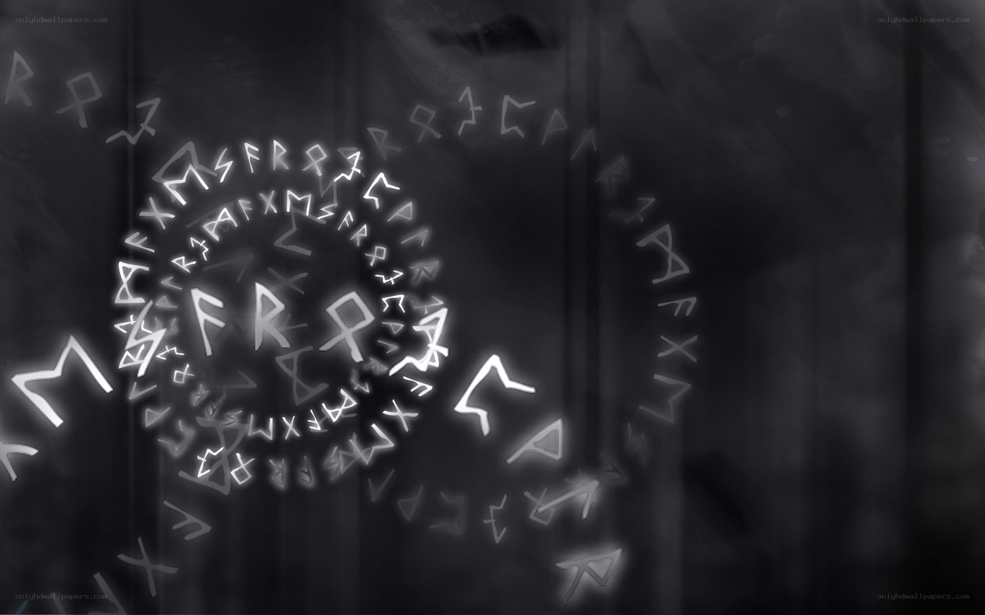 glowing runes in a spiral