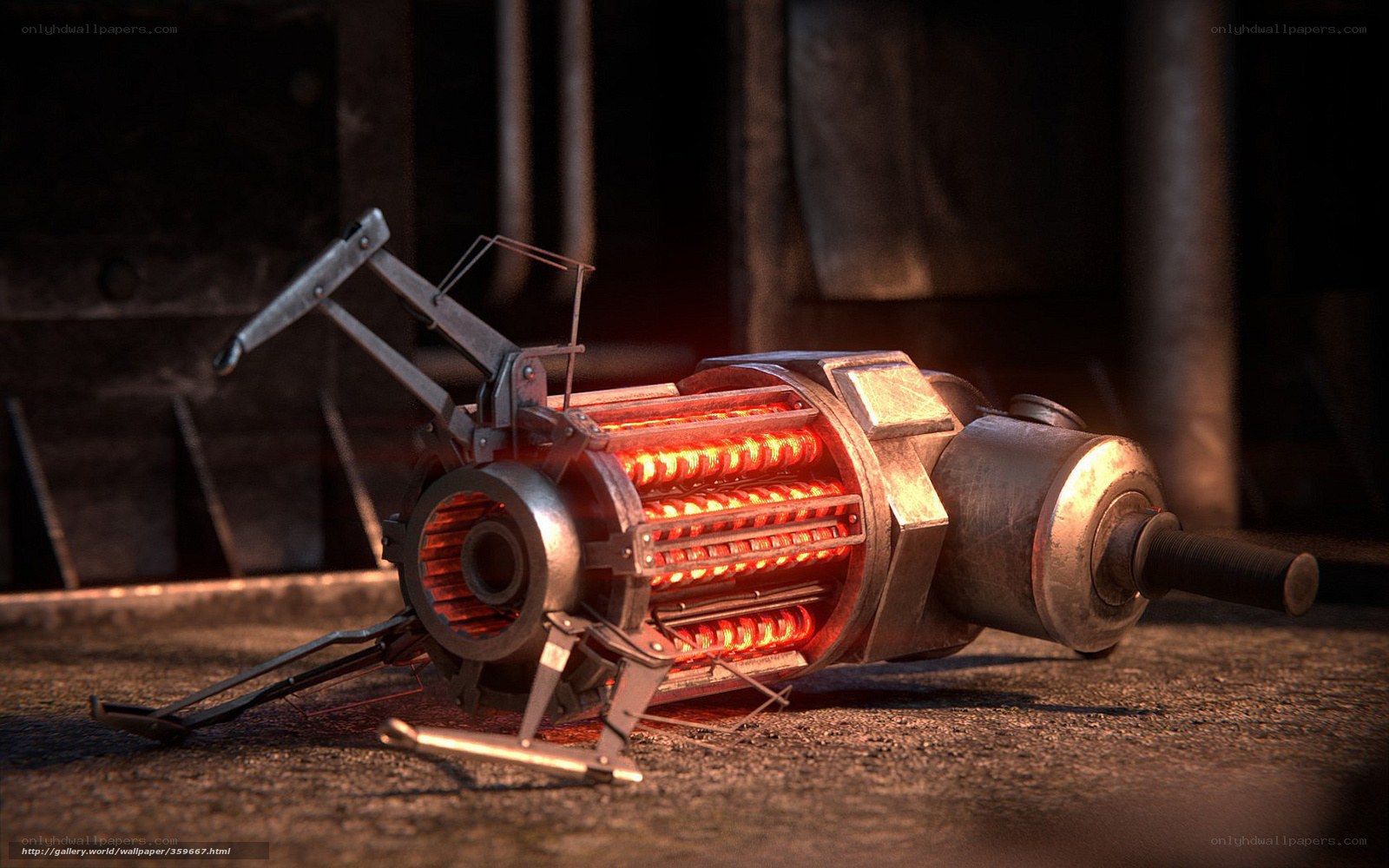 glowing sci-fi device on floor