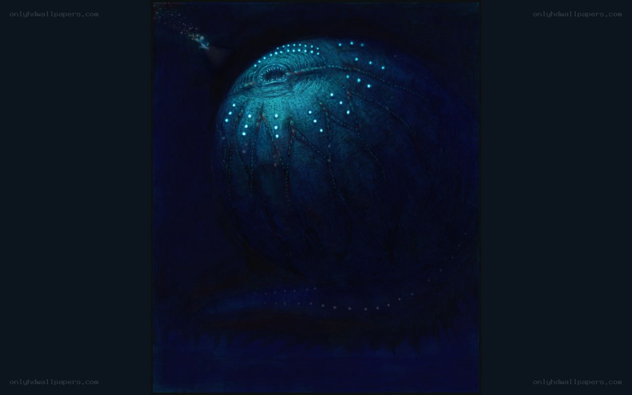 Glowing sea creature in darkness