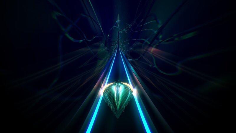 Glowing Ship in Tunnel