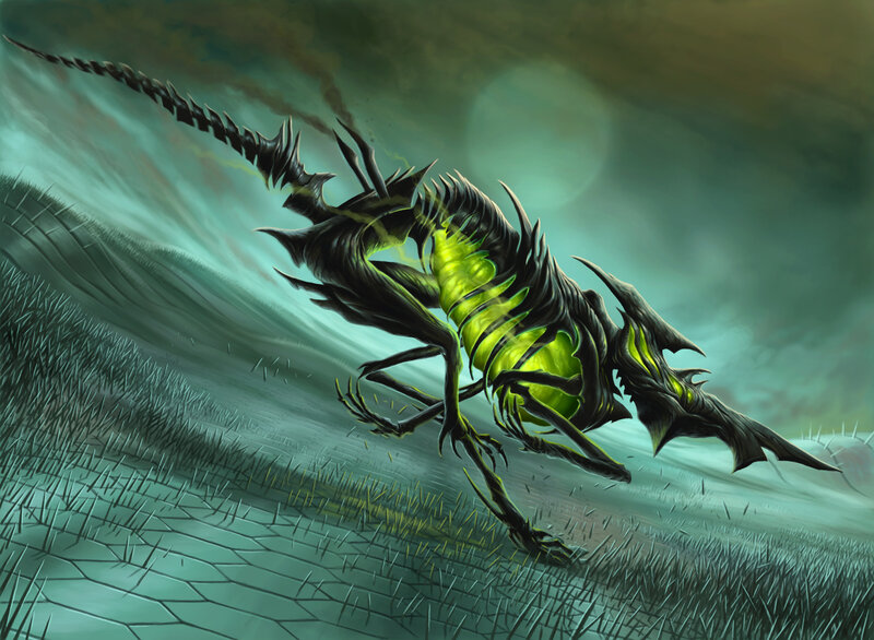 Glowing skeletal creature