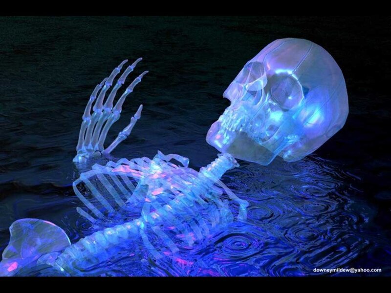Glowing Skeleton in Water — Blue