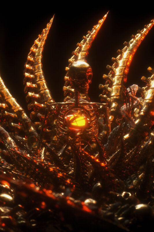 Glowing Skeleton with Horns