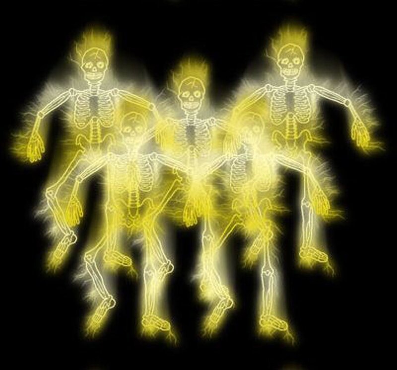 glowing skeletons in motion