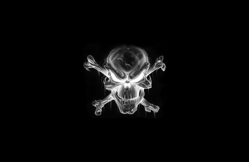 glowing skull and crossbones