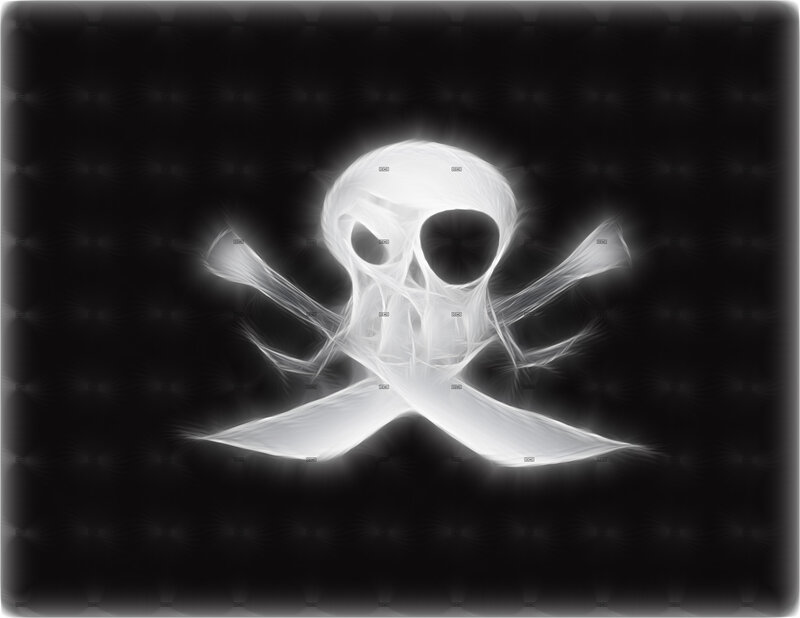 glowing skull and crossbones