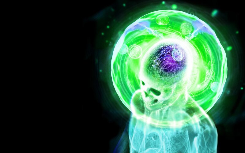 glowing skull energy field