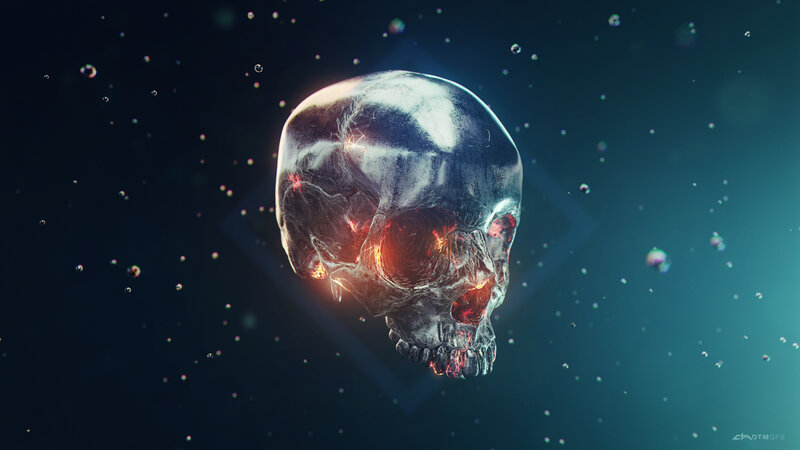 Glowing Skull in Space — Black