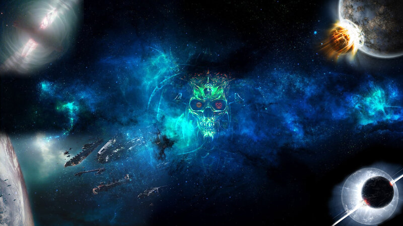 Glowing Skull in Space