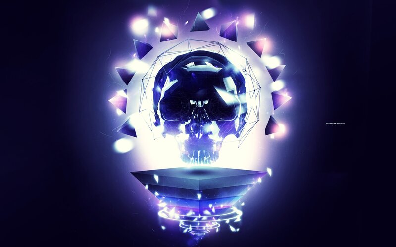 Glowing Skull on Pedestal — Purple
