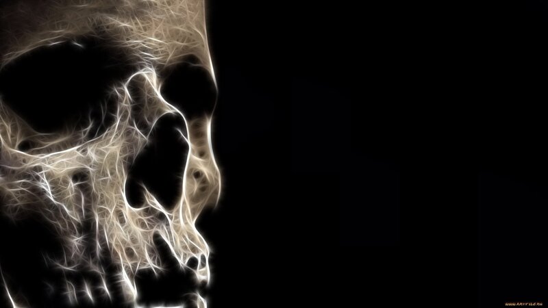 Glowing Skull Outline — Black