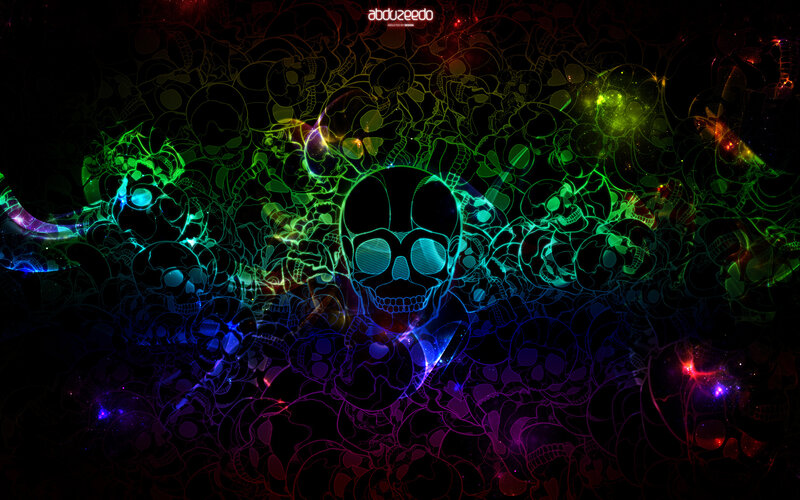 Glowing Skull Pattern — Black, Dark, Night