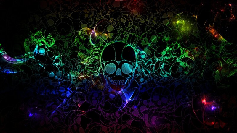 Glowing Skull Pattern — Green, Dark