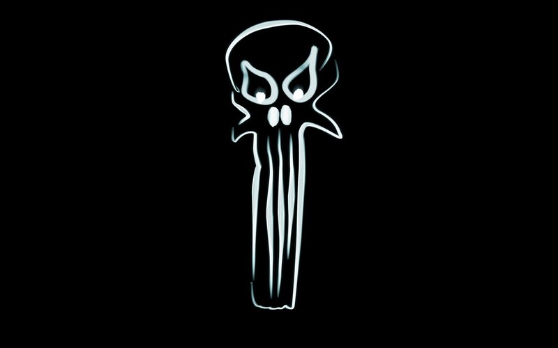 Glowing Skull Symbol — White, Dark