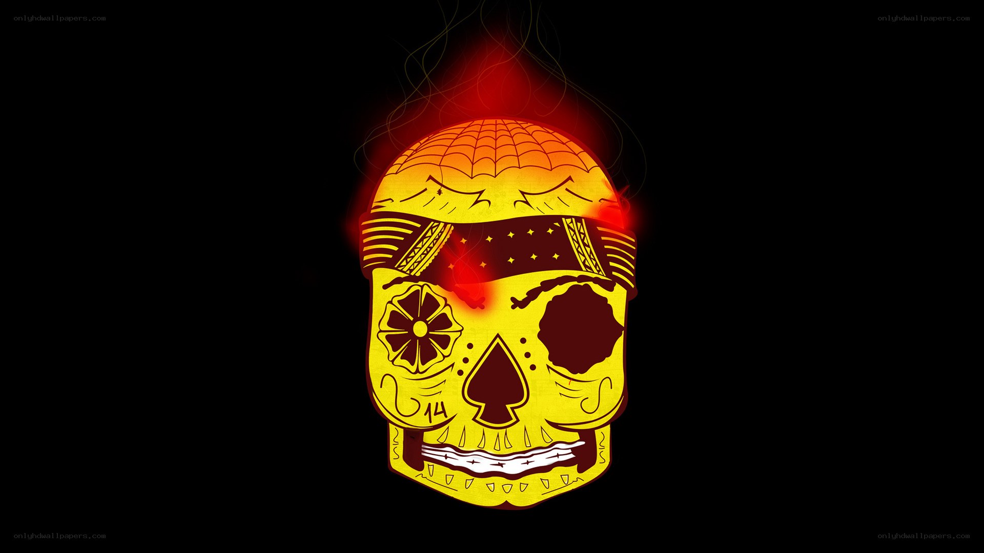 glowing skull with bandana