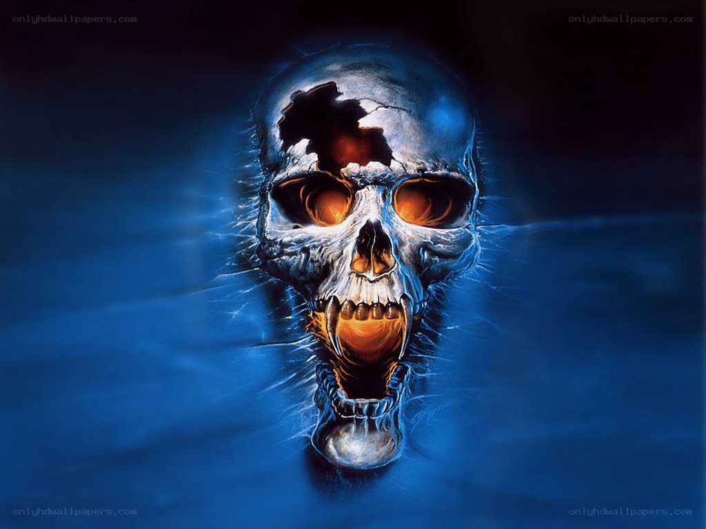 glowing skull with broken head