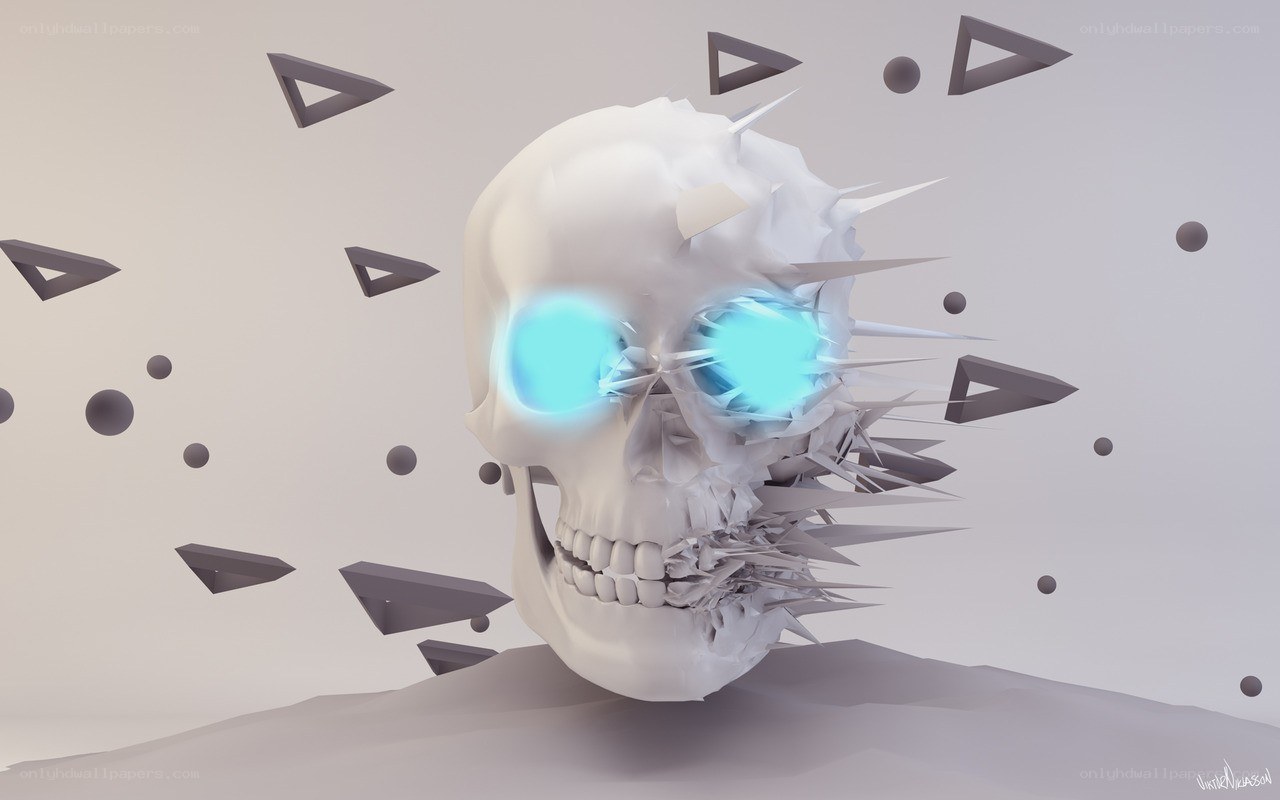 glowing skull with geometric shapes