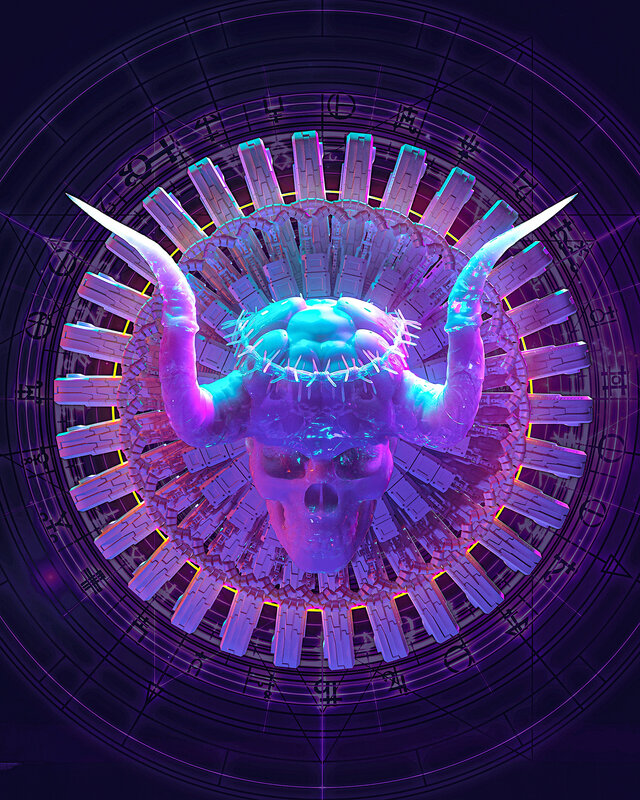 Glowing Skull with Horns