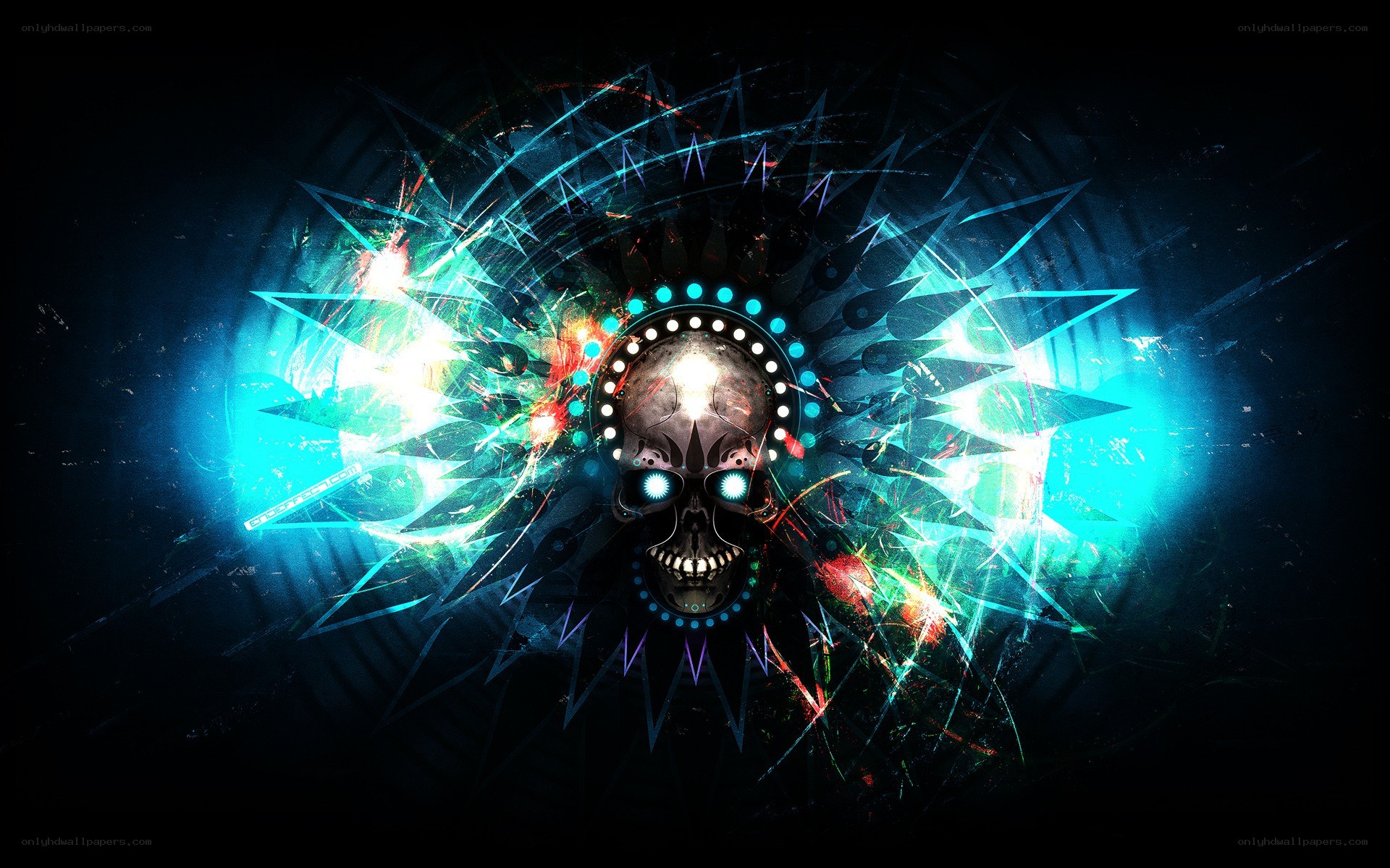 glowing skull with neon energy
