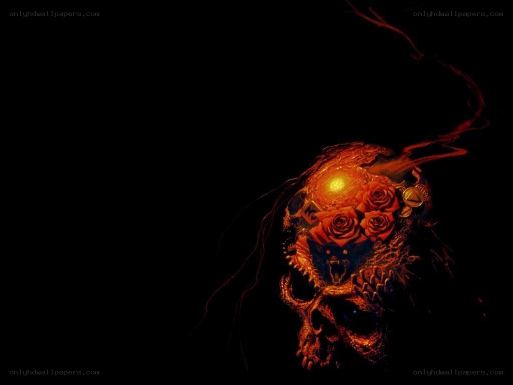 glowing skull with roses