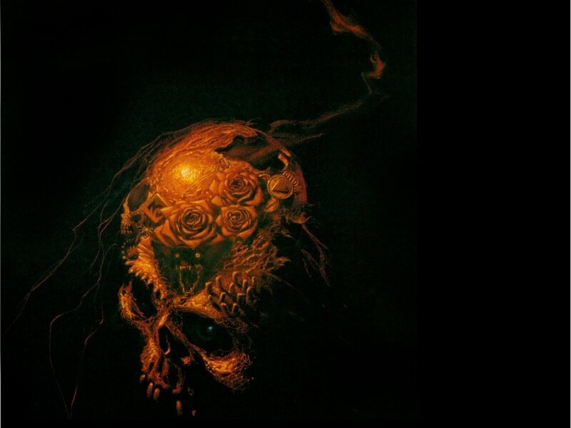 Glowing skull with roses